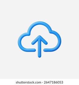 3d Realistic Cloud upload icon vector Illustration