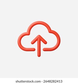 3d Realistic Cloud upload icon vector Illustration