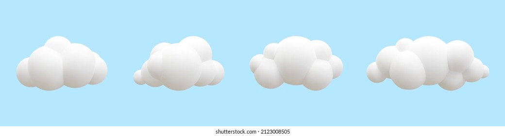 3d realistic clouds collection. Vector illustration