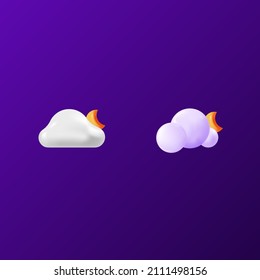 3d realistic cloudy at night vector illustration. weather icon