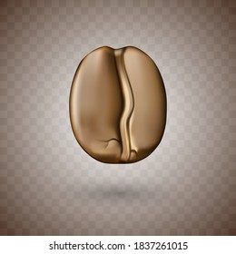 3d realistic coffee bean isolated on white background. Frontview
