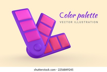 3d realistic color palette in cartoon style. Vector illustration.