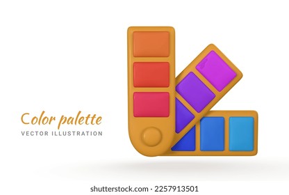 3d realistic color palette in cartoon style. Vector illustration.