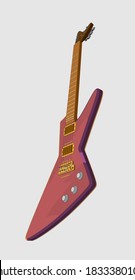 3d guitarra eléctrica clásica de color realista. 3d modelo vectorial de ilustración de guitarras rosadas. Aislado sobre fondo blanco