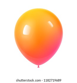 3d Realistic Colorful Balloon. Birthday balloon for party and celebrations.  Isolated on white Background. Vector Illustration