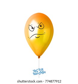 3d Realistic Colorful Balloon with face in some emotion . Holiday illustration of flying glossy balloon. Vector Illustration