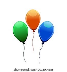 3d Realistic Colorful Balloon. Holiday illustration of flying glossy balloon. Isolated on white Background. Vector Illustration. 