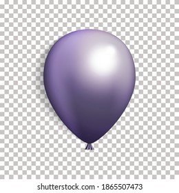 3d Realistic Colorful Balloon. Holiday Illustration of Flying Glossy Balloon. Purple Balloon Isolated. Vector Illustration. EPS 10