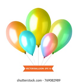 3d Realistic Colorful Balloon Set. Holiday illustration of flying glossy balloon set. Vector Illustration