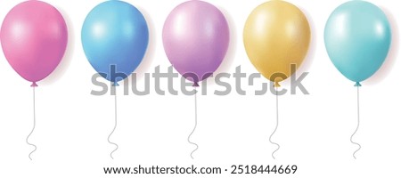 3d realistic colorful balloon set. Christmas parties, cards, posters, birthday and anniversary decorations.