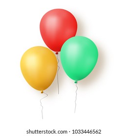 3d Realistic Colorful Birthday Balloons Flying for Party or Celebrations
