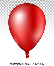 3d Realistic colorful red Balloon. Vector illustration of photorealistic flying helium balloon,Isolated on white Background.