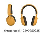 3d realistic colour headphone in plastic cartoon style. Vector illustration.
