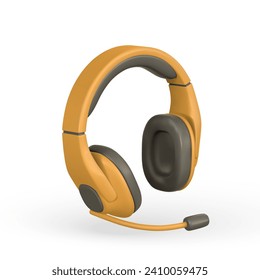 3d realistic colour headphone in plastic cartoon style. Vector illustration.