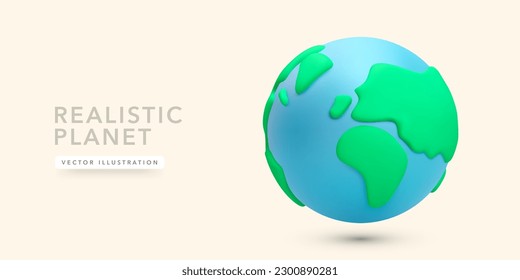 3d realistic colour planet isolated on light background. Vector illustration