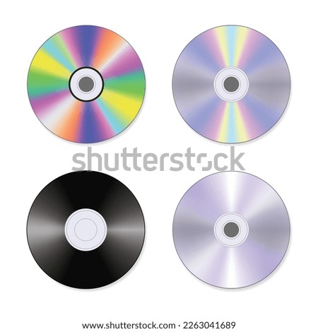 3d realistic compact disk set isolated on a white background, cd design template for mockup, compact disk icons vector set.