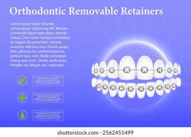 3D realistic composition of dental implantation. Illustration of dental activity.