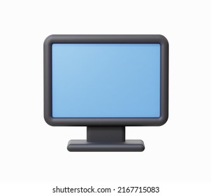 3d Realistic Computer monitor icon vector illustration.