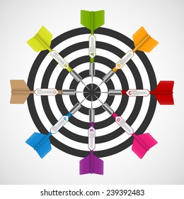 3d realistic concept infographic template target with darts. Vector illustration.