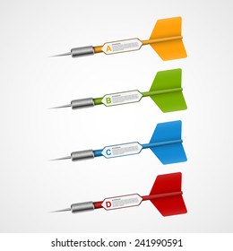 3d realistic concept infographic template target with darts. Vector design.