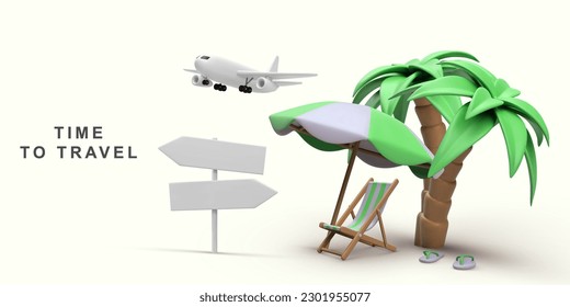 3d realistic concept time to travel. Vector illustration.