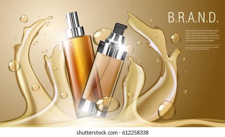 3D Realistic Cosmetic Product Spray Bottle Package Template. EPS10 Vector