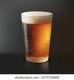 3D Realistic Craft Beer Pint Studio Shot Style. EPS10 Vector