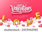 3D Realistic Creative Vector Illustration Design Happy Valentine