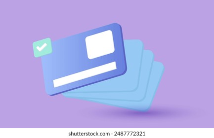 3d realistic credit card money financial security for online shopping, online payment credit card with payment protection concept.vector icon 3d illustration