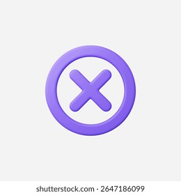 Ilustración vectorial de icono de marca de verificación cruzada realista 3d