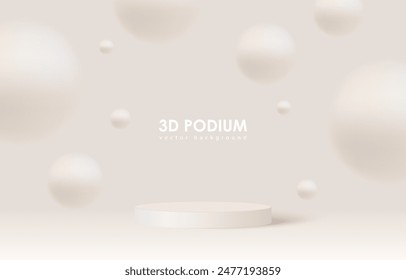 3D realistic cylinder product pedestal podium background. Minimal vertical pattern wall scene mockup product stage showcase, Promotion display. Abstract vector geometric forms.