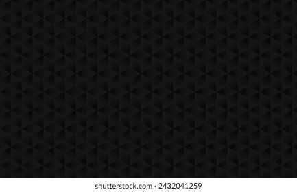 3D realistic dark black gradient pattern. Modern cube texture. seamless pattern Background. Repeating tiles. Triangular volumetric elements of different random size. 3D illustration. EPS 10