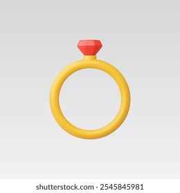 3d Realistic Diamond ring Icon vector illustration