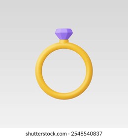 3d Realistic Diamond ring Icon vector illustration