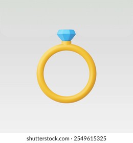 3d Realistic Diamond ring Icon vector illustration