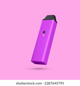 3d realistic disposable electronic cigarette isolated on light background. Modern smoking, vaping and nicotine with different flavors. Vector illustration.