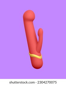 3D-realistischer Doppel-Dildo-Vibrator einzeln auf hellem Hintergrund. Sexspielzeug für Sex-Shop. Vektorgrafik
