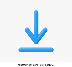 3D Realistic download button vector illustration