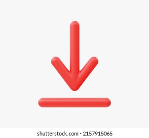 3D Realistic Download Button Vector Illustration