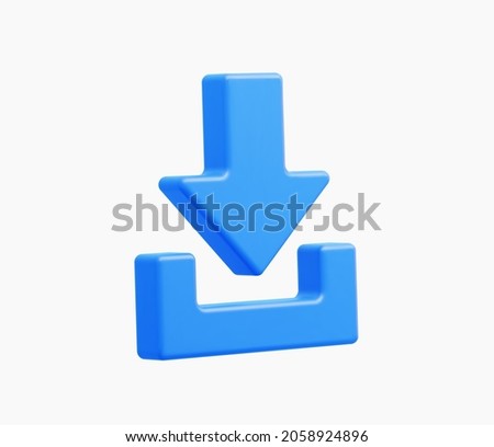 3D Realistic download button vector illustration