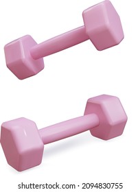 3d realistic dumbbells with shadow isolated on white background. Vector illustration.