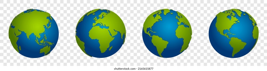 3d realistic Earth globe collection. Earth map. World map realistic. Vector illustration