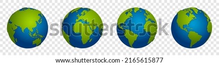 3d realistic Earth globe collection. Earth map. World map realistic. Vector illustration