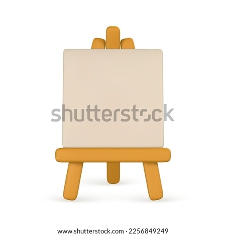 3d realistic easel with empty canvas. Easel with poster in cartoon style. Vector illustration.