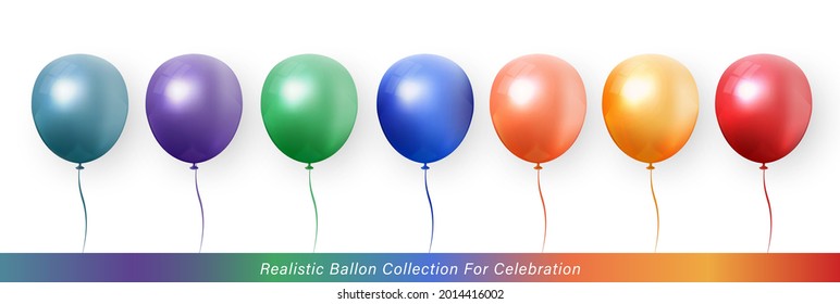 Colección de balón en color brillante 3D realista y elegante para el diseño de la celebración
