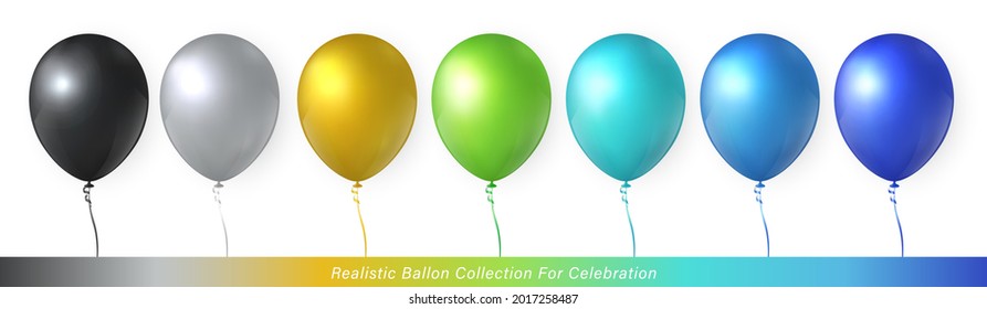 3D realistic elegant vibrant vivid colorful balloon collection for celebration design