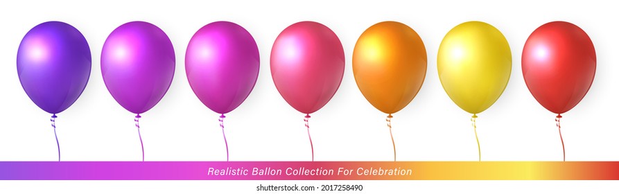 Colección de balón de colores vivos vivos y realistas 3D para el diseño de la celebración
