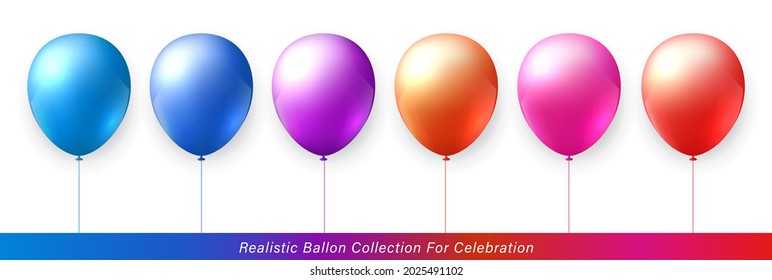 3D realistic elegant vibrant vivid colorful balloon collection for celebration design