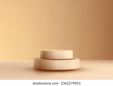 3D realistic empty beige color podium mockup is perfect for showcasing your products in a modern and minimalist way. Vector illustration