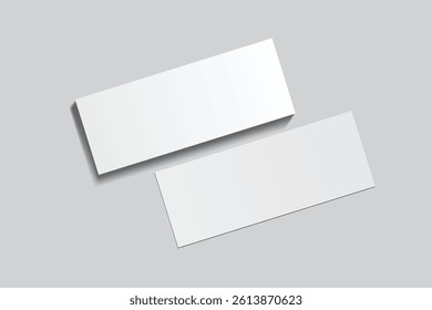 3D Realistic empty gift voucher card mockup isolated on background. Blank template for presentation discount, plastic coupon, train, movie, raffle, carnival, concert, festival, flyer or event ticket 
